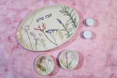 Shabbat Shalom ceramic candle holder