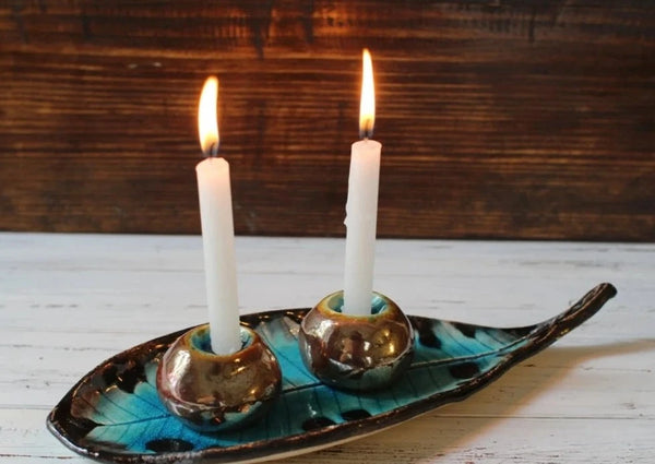 Ceramic Shabbat candlesticks